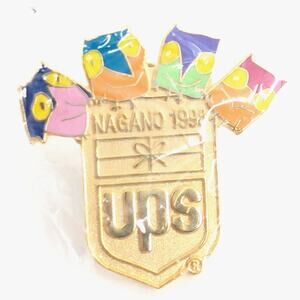 VTG UPS United Parcel Service Logo Nagano 1998 Olympics Mascot Owls Enamel Pin